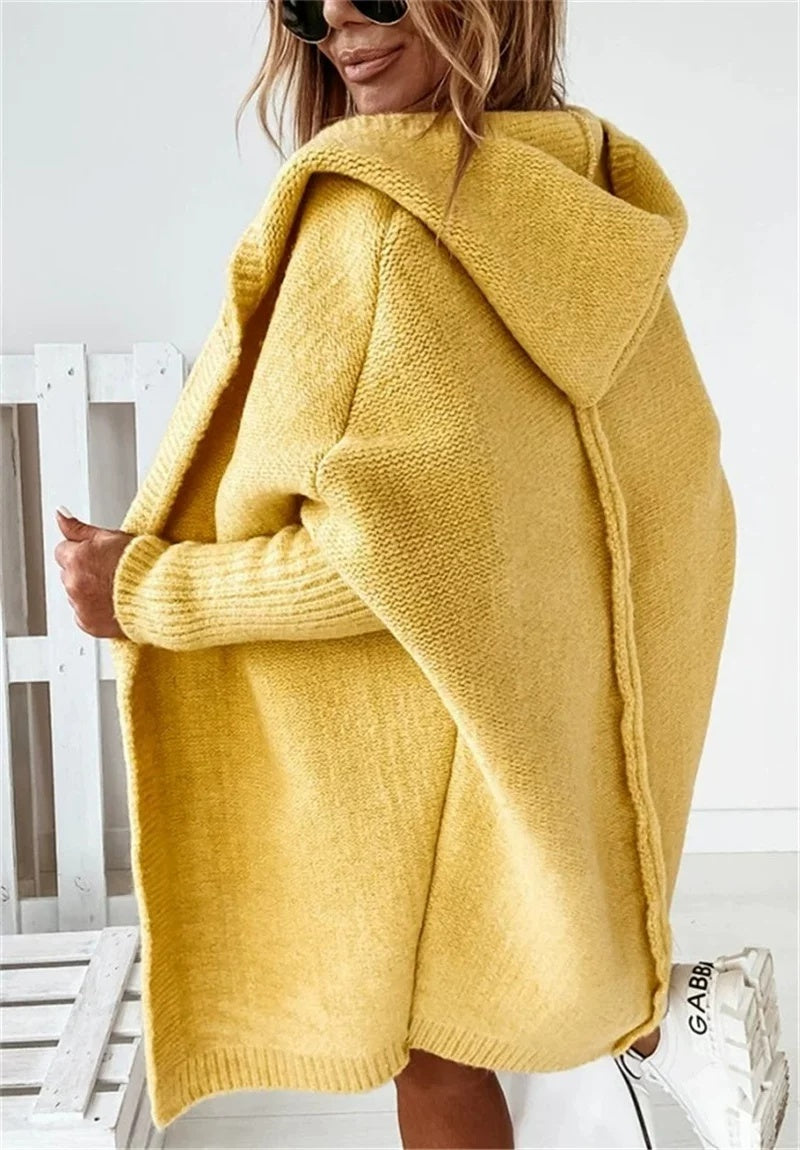 Hooded Cardigan for Women in Soft Knit with Relaxed Fit | E&W - 3 - Elenwear