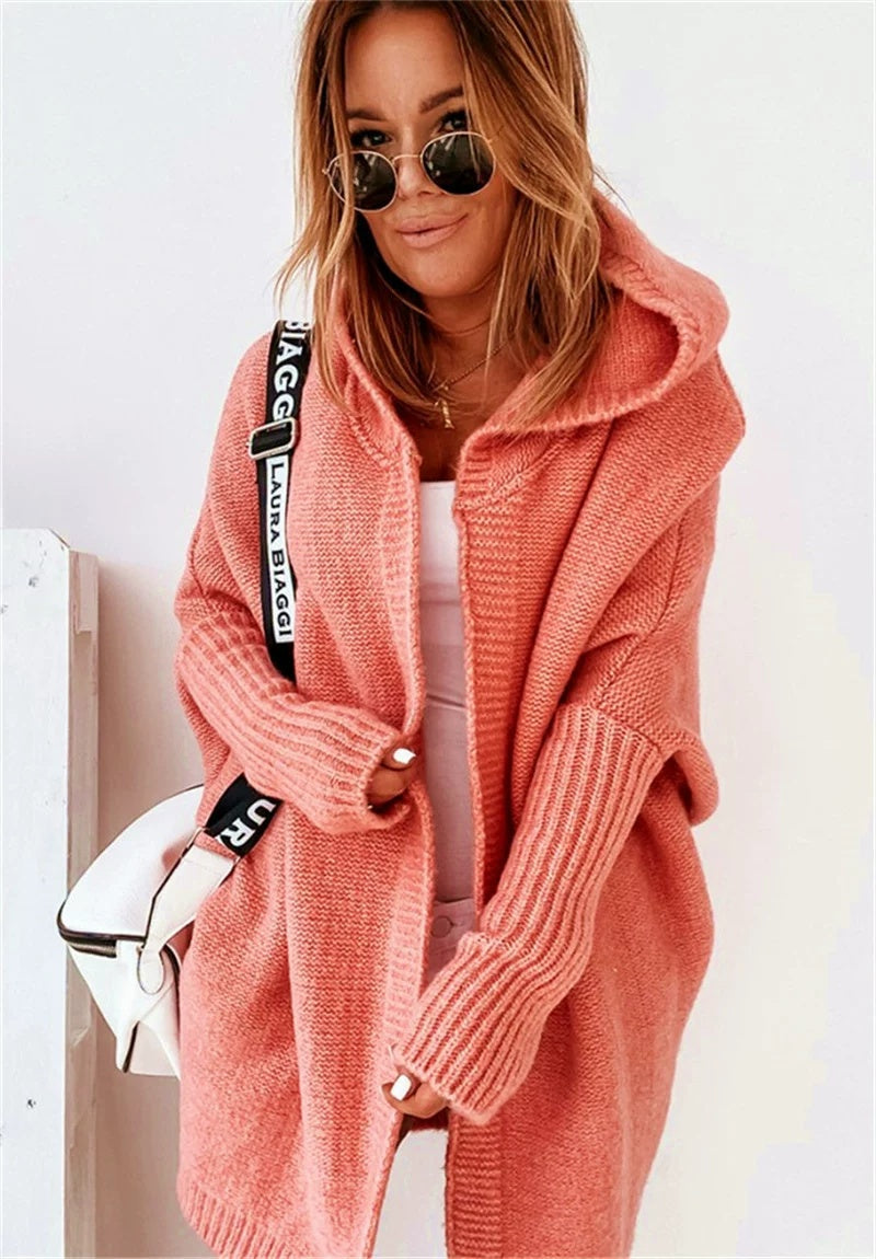 Hooded Cardigan for Women in Soft Knit with Relaxed Fit | E&W - 5 - Elenwear