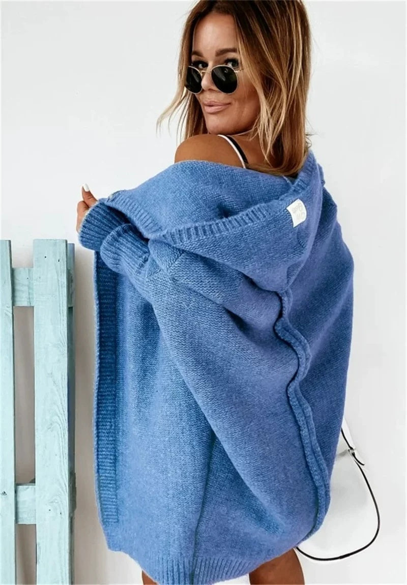 Hooded Cardigan for Women in Soft Knit with Relaxed Fit | E&W - 8 - Elenwear