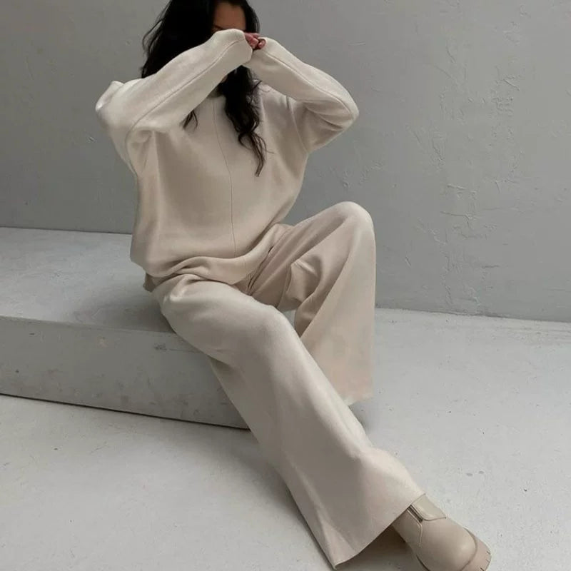 Wide Leg Trousers and Long Sleeve Jumper Set | E&W - 6 - Elenwear