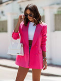 Double-Breasted Blazer for Women in Bright Pink | E&W - 1 - Elenwear