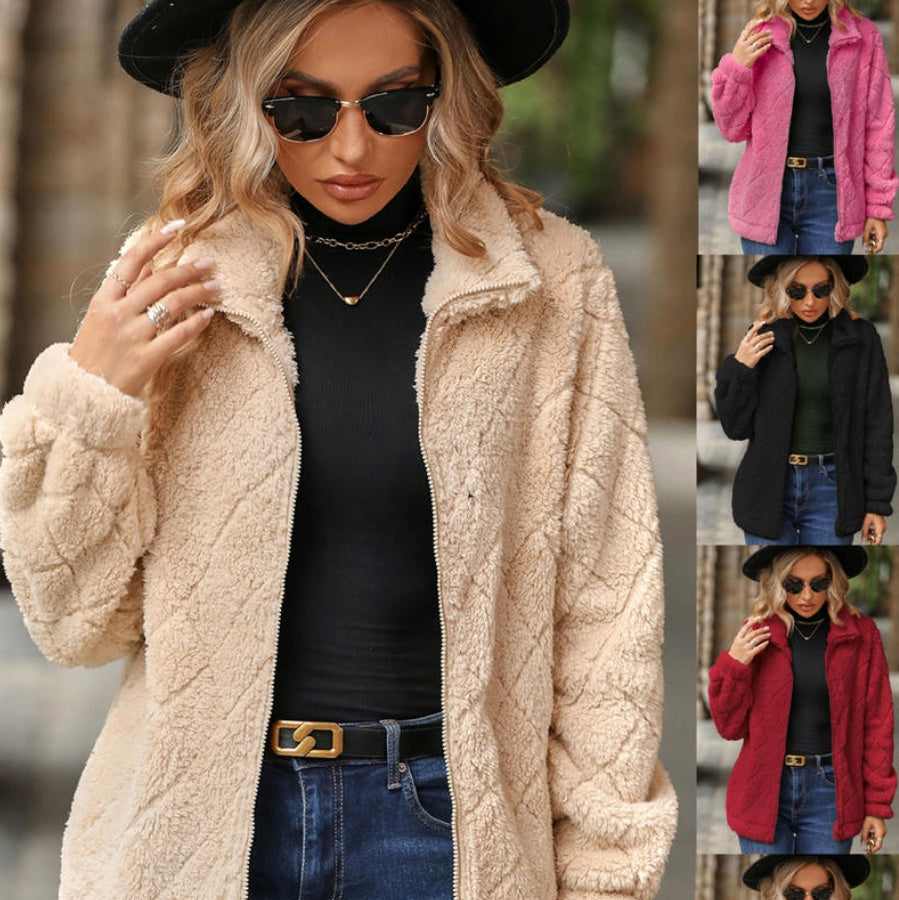 Faux Fur Zip Jacket Women's | Soft Quilted Design | E&W - 4 - Elenwear