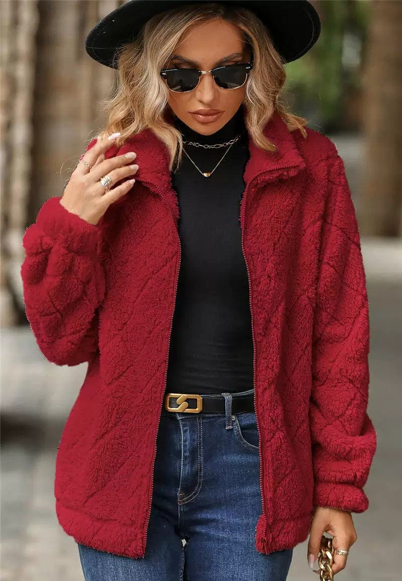 Faux Fur Zip Jacket Women's | Soft Quilted Design | E&W - 5 - Elenwear