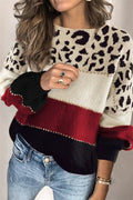 Women's Colour Block Pullover with Leopard Print | E&W - 2 - Elenwear