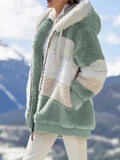 Hooded Jacket Women | Soft Faux Fur with Colour Block Design | E&W - 2 - Elenwear