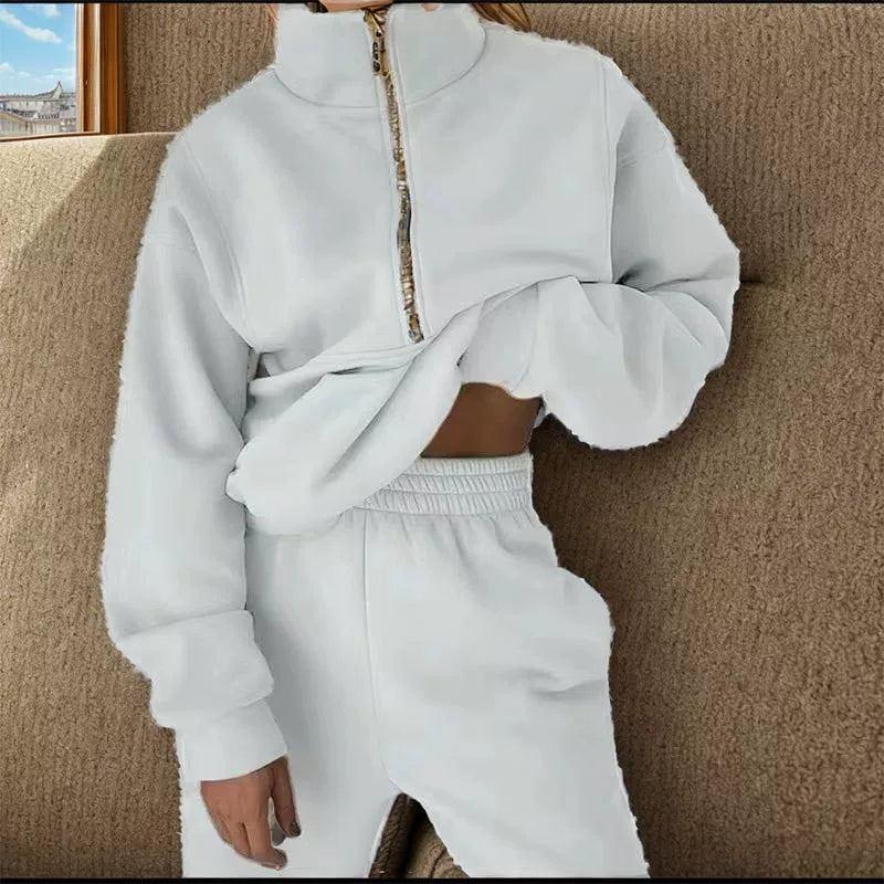 Women's Casual Zip-Up Jumper Set | E&W - 1 - Elenwear