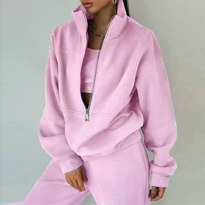 Women's Casual Zip-Up Jumper Set | E&W - 2 - Elenwear