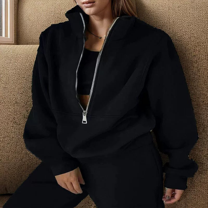 Women's Casual Zip-Up Jumper Set | E&W - 3 - Elenwear