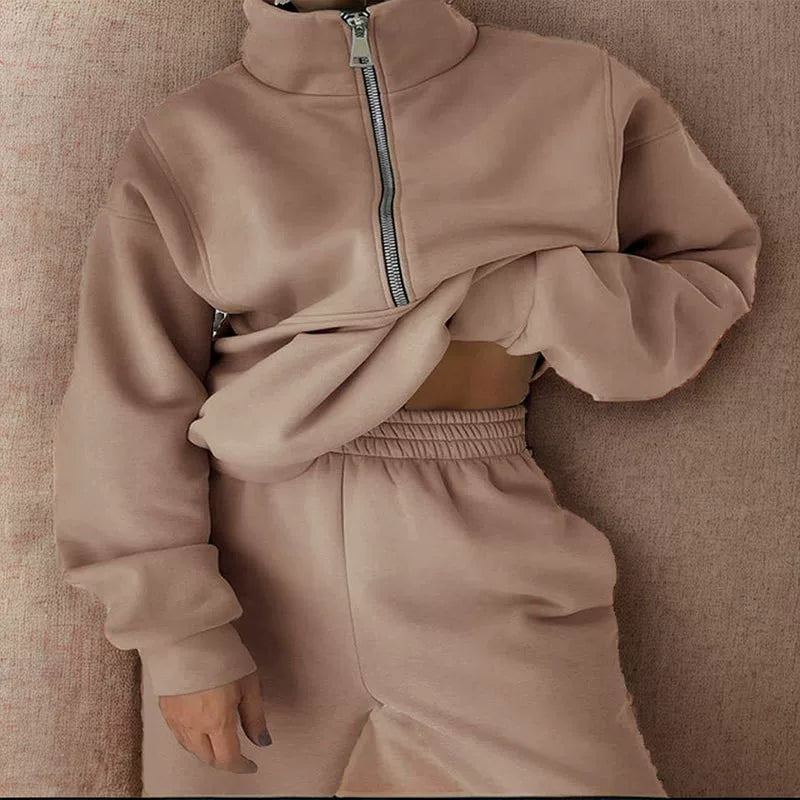 Women's Casual Zip-Up Jumper Set | E&W - 4 - Elenwear