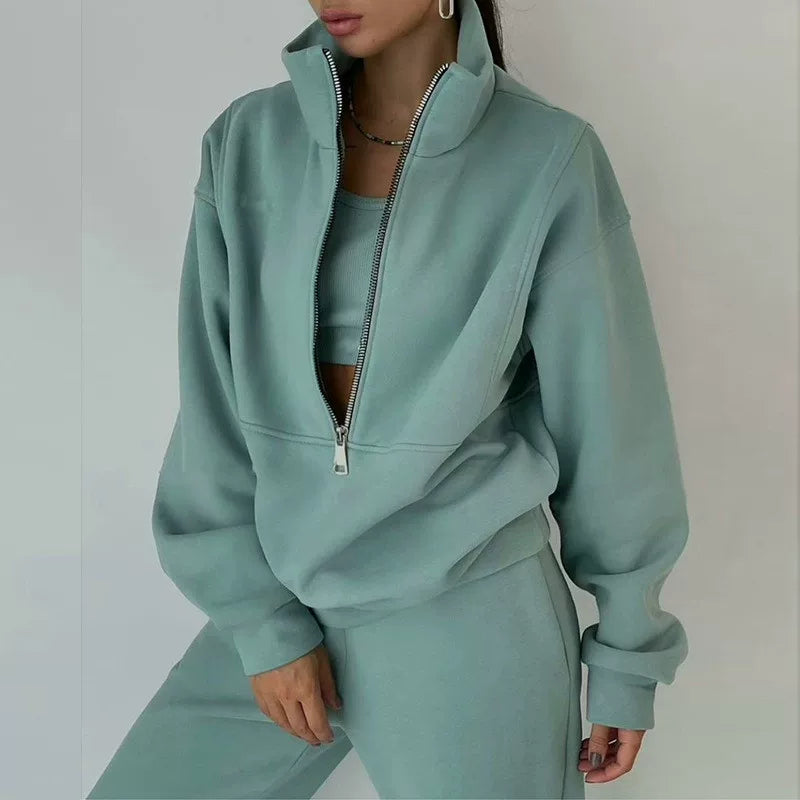 Women's Casual Zip-Up Jumper Set | E&W - 5 - Elenwear