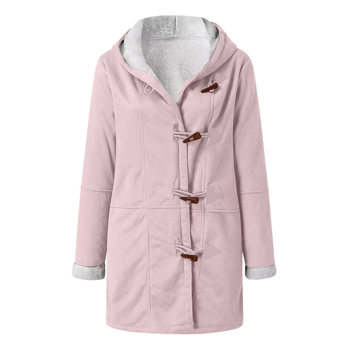 Shearling-Look Hooded Coat for Women with Relaxed Fit | E&W - 5 - Elenwear