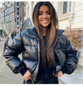 Puffer Jacket Women's Cropped Design with Elastic Cuffs | E&W - 3 - Elenwear