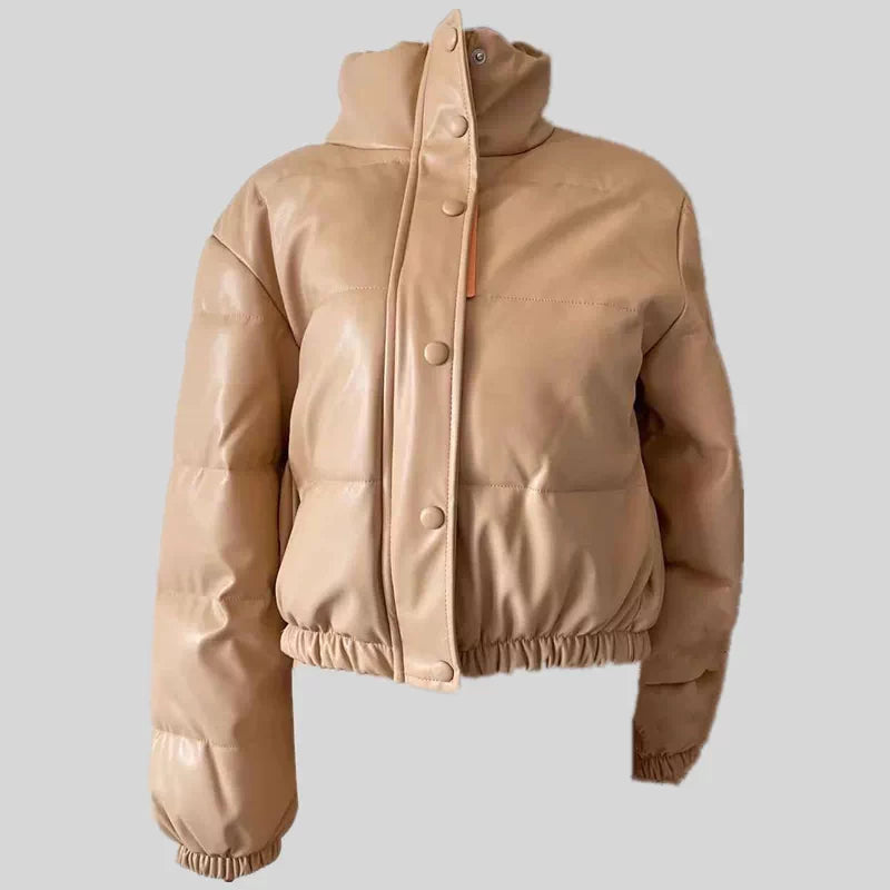 Puffer Jacket Women's Cropped Design with Elastic Cuffs | E&W - 5 - Elenwear