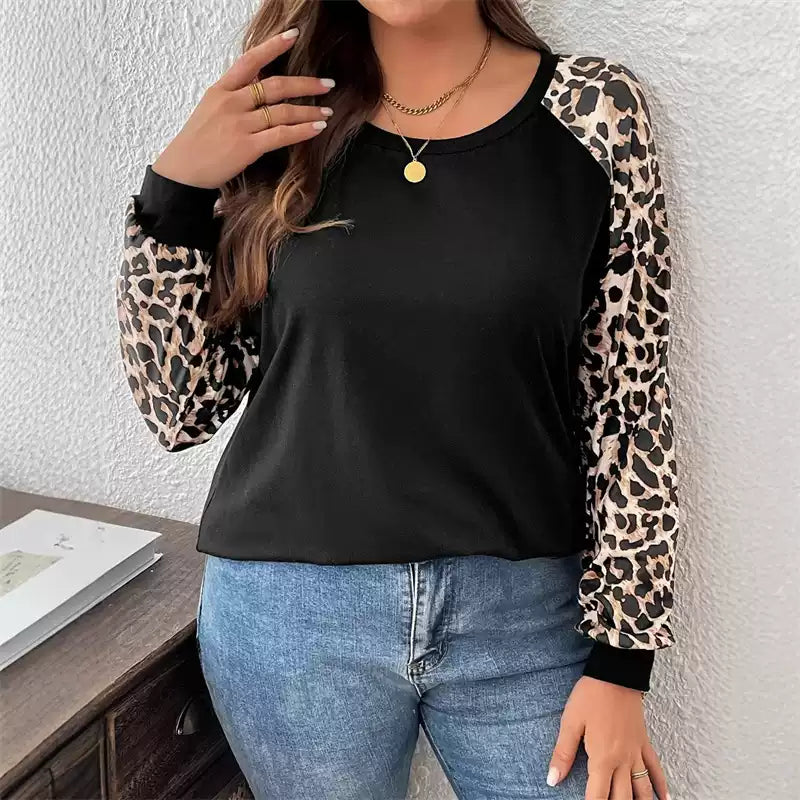 Leopard Print Sleeve T-Shirt for Women | E&W - 4 - Elenwear