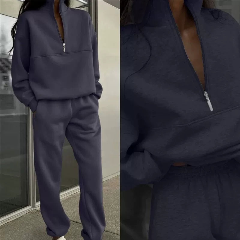 Lounge Set Women | Relaxed Fit with Zip Detail | E&W - 4 - Elenwear