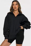 Women's Oversized Half-Zip Hoodie in Soft Fabric | E&W - 7 - Elenwear