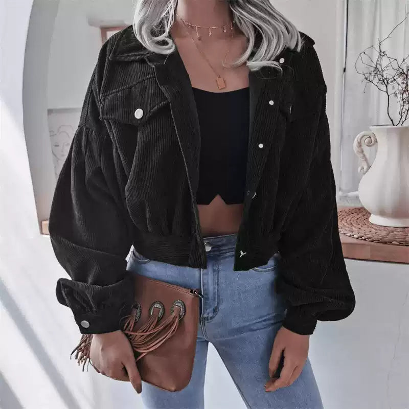 Corduroy Cropped Jacket Women | Oversized Fit | E&W - 1 - Elenwear