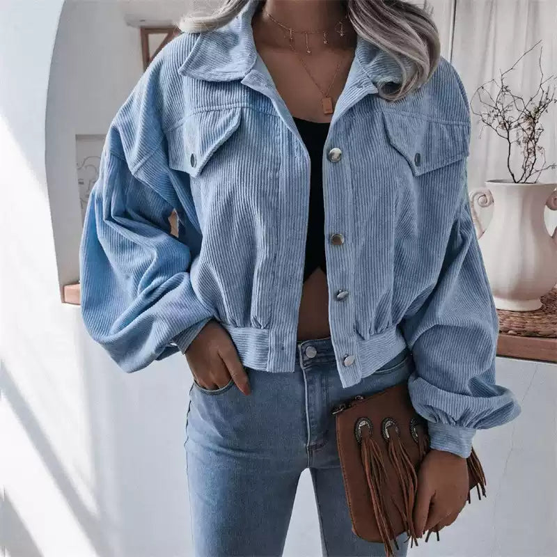 Corduroy Cropped Jacket Women | Oversized Fit | E&W - 4 - Elenwear
