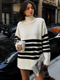 Striped High Neck Pullover Women's Soft Knit | E&W - 1 - Elenwear