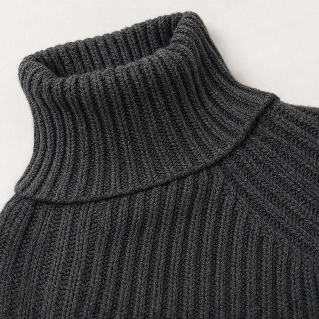 Sweater Dress Women's Relaxed Fit with High Neck and Puff Sleeves | E&W - 8 - Elenwear