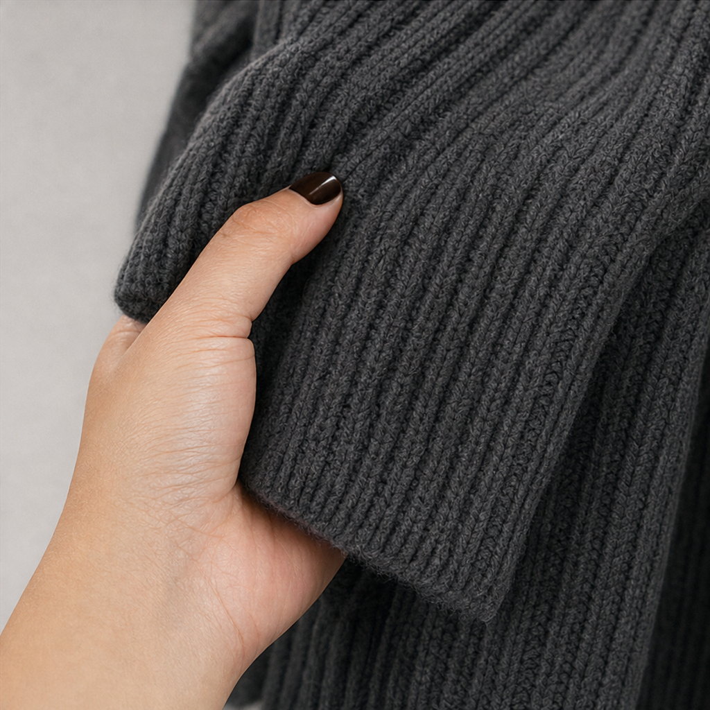 Sweater Dress Women's Relaxed Fit with High Neck and Puff Sleeves | E&W - 10 - Elenwear