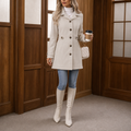 Belted Women's Tailored Coat with Button Detail | E&W - 5 - Elenwear