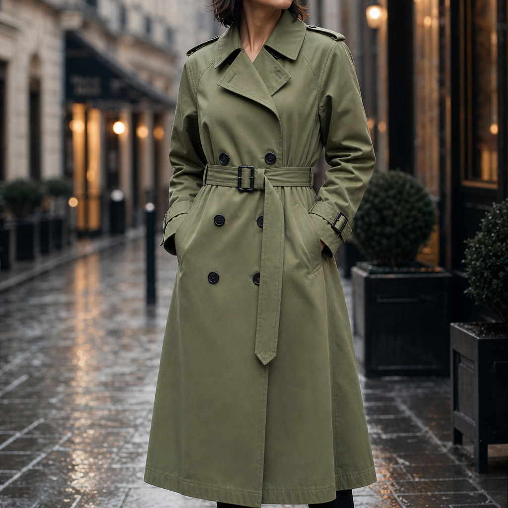 Trench Coat Women's Double-Breasted | Timeless Tailored Fit | E&W - 1 - Elenwear