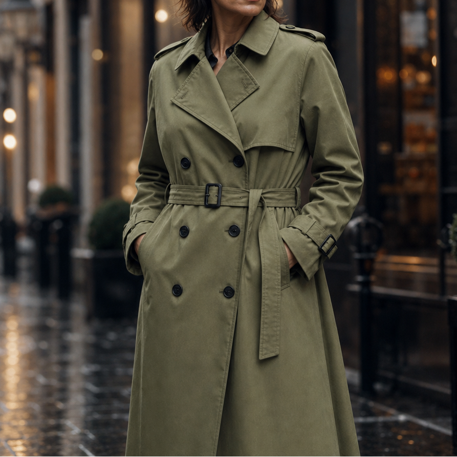 Trench Coat Women's Double-Breasted | Timeless Tailored Fit | E&W - 2 - Elenwear