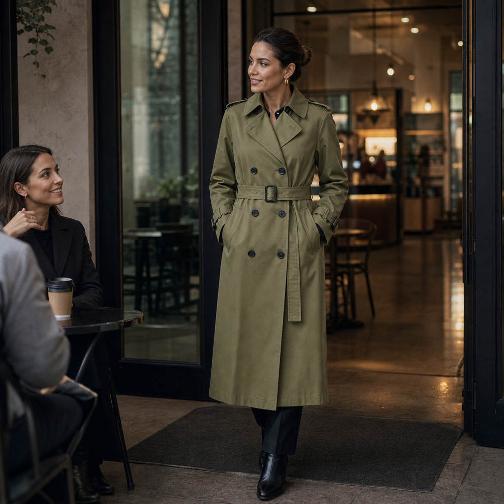 Trench Coat Women's Double-Breasted | Timeless Tailored Fit | E&W - 4 - Elenwear