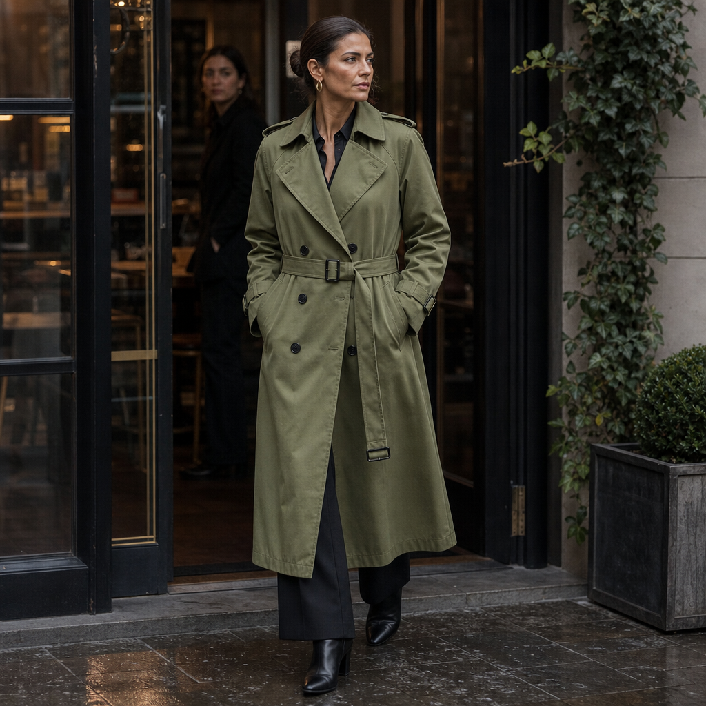 Trench Coat Women's Double-Breasted | Timeless Tailored Fit | E&W - 5 - Elenwear