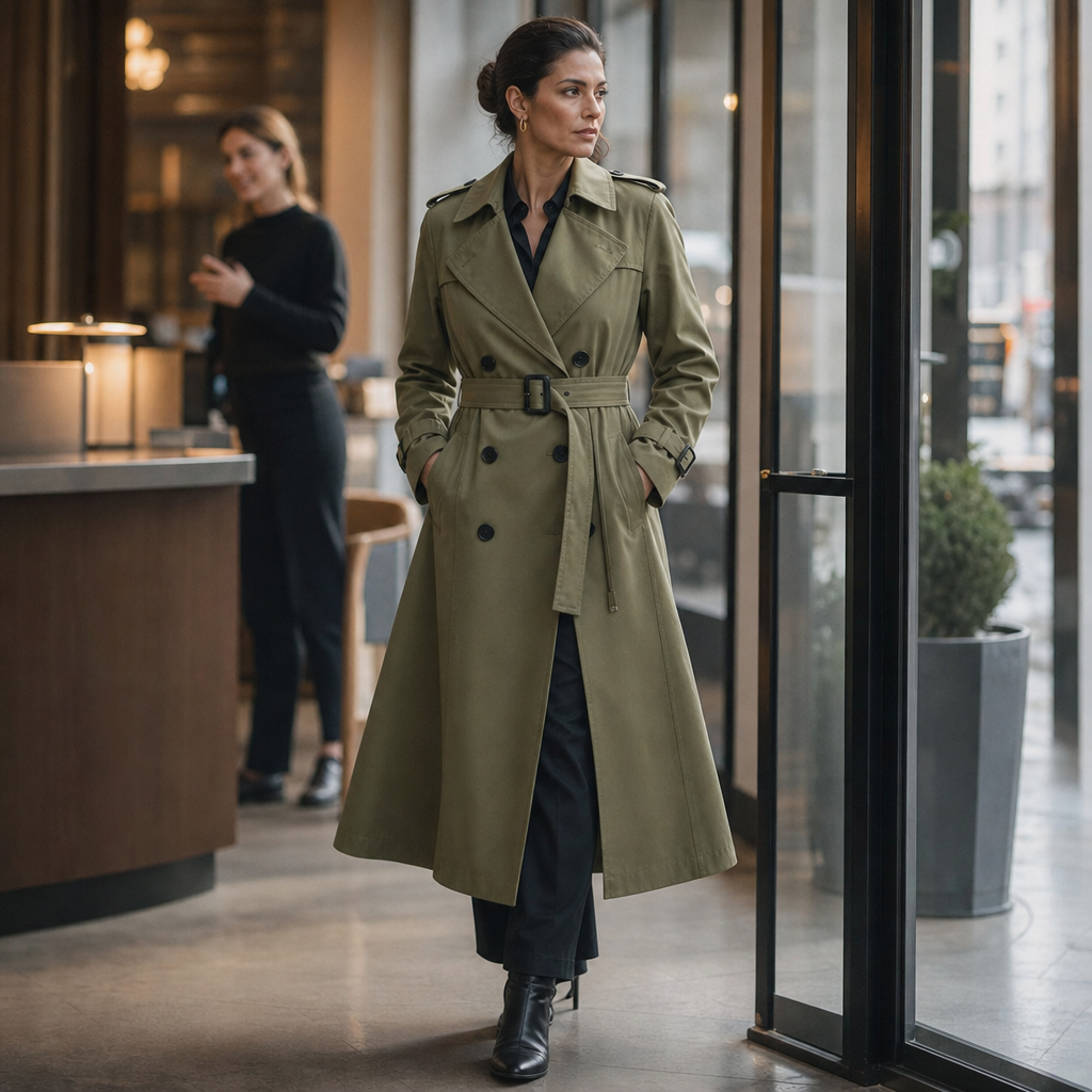 Trench Coat Women's Double-Breasted | Timeless Tailored Fit | E&W - 7 - Elenwear