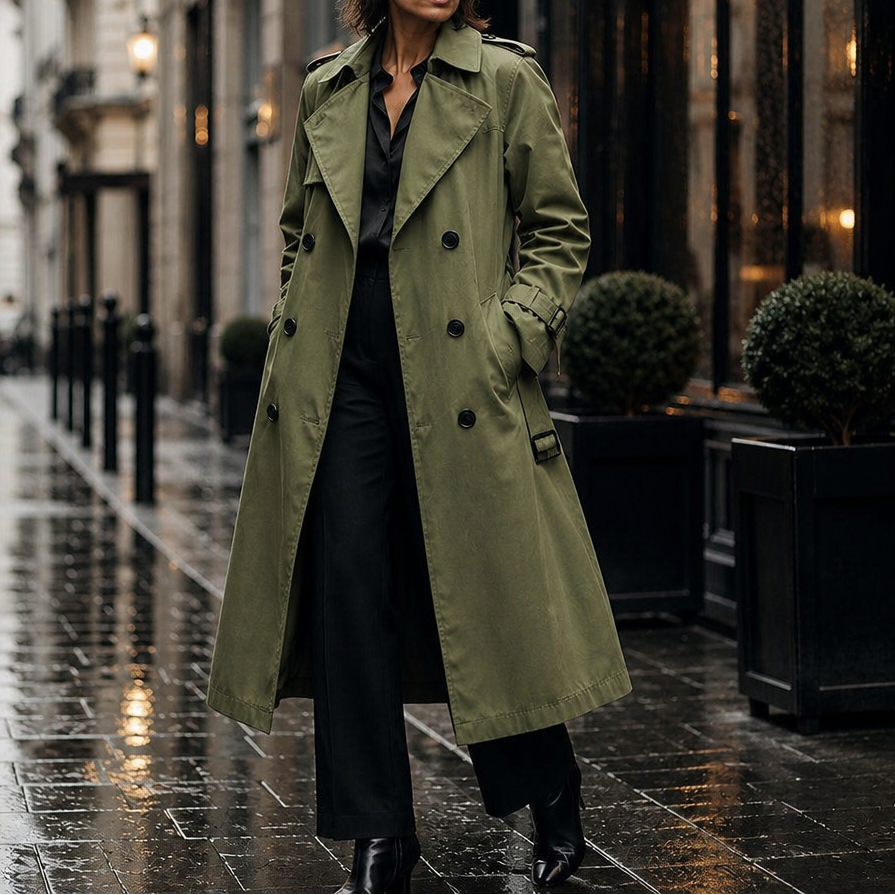 Trench Coat Women's Double-Breasted | Timeless Tailored Fit | E&W - 12 - Elenwear