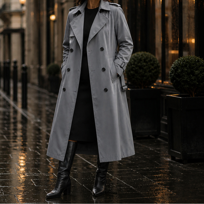 Trench Coat Women's Double-Breasted | Timeless Tailored Fit | E&W - 14 - Elenwear
