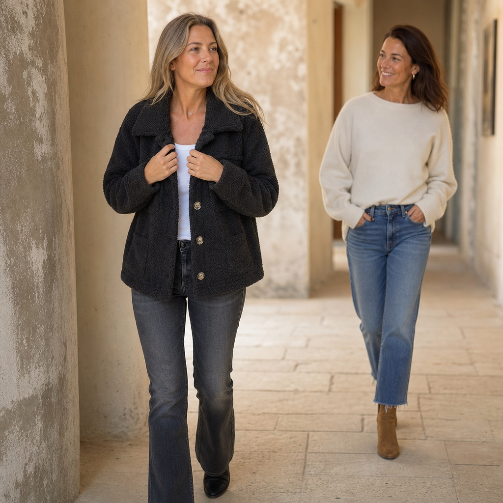 Women's Relaxed Fit Button-Up Jacket with Pockets | E&W - 4 - Elenwear