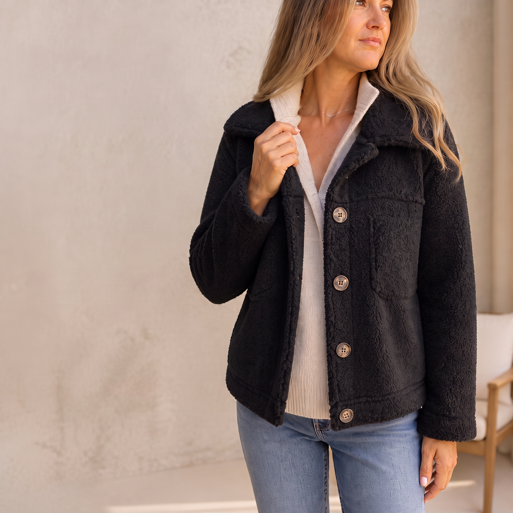 Women's Relaxed Fit Button-Up Jacket with Pockets | E&W - 6 - Elenwear