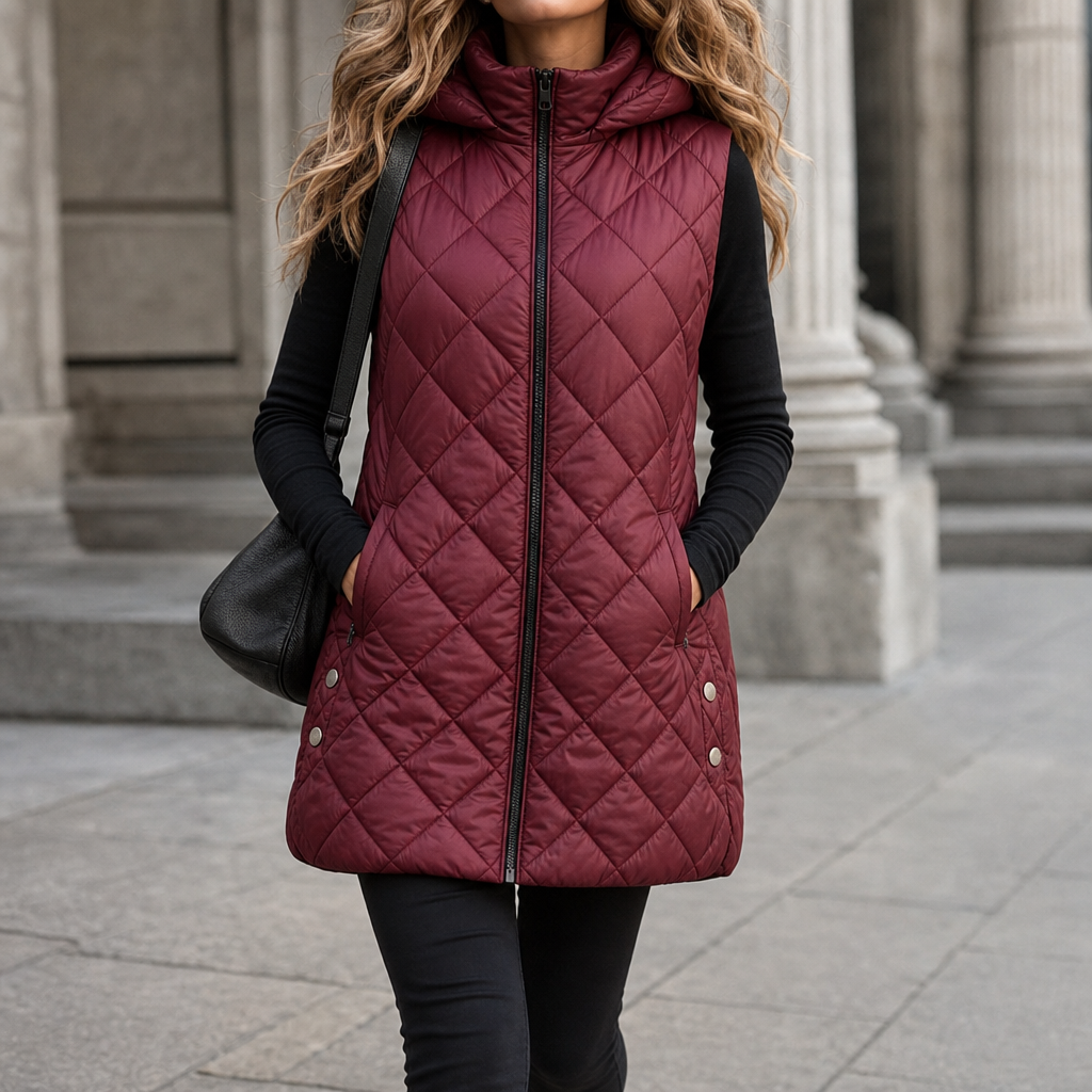 Quilted Gilet Women's Casual Vest with Hood | E&W - 2 - Elenwear