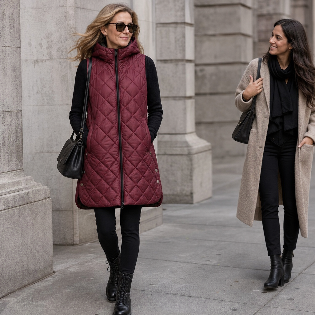 Quilted Gilet Women's Casual Vest with Hood | E&W - 3 - Elenwear