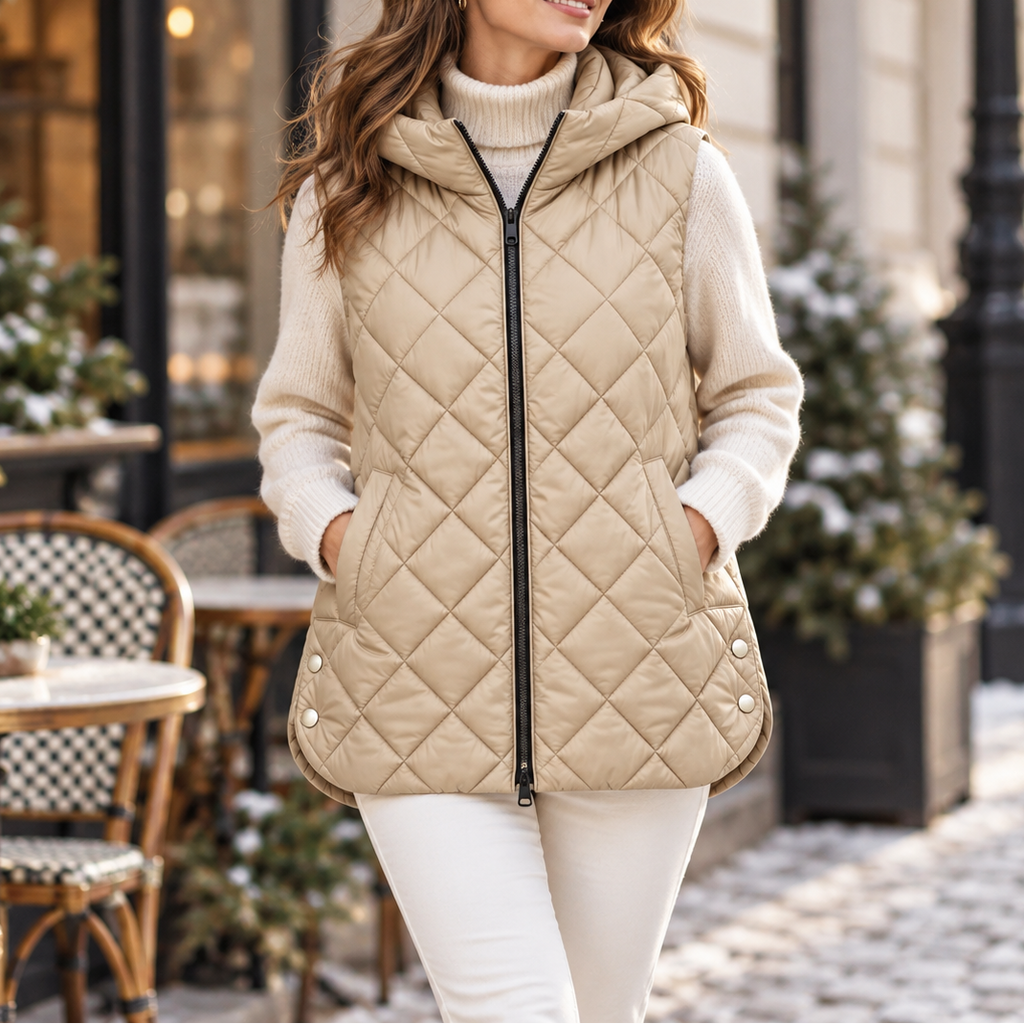 Quilted Gilet Women's Casual Vest with Hood | E&W - 11 - Elenwear