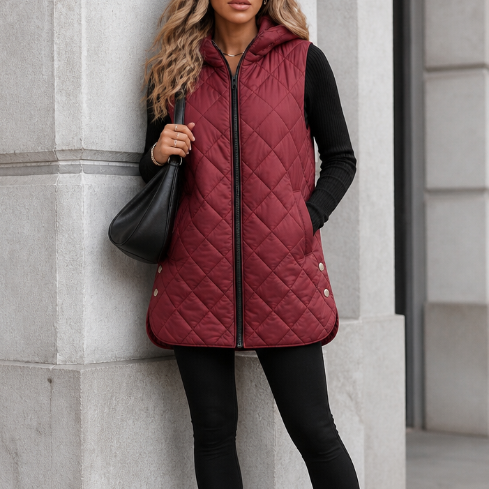 Quilted Gilet Women's Casual Vest with Hood | E&W - 13 - Elenwear