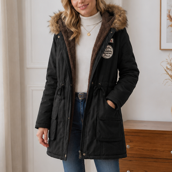 Parka Jacket Women | Drawstring Waist & Hood | E&W - 2 - Elenwear