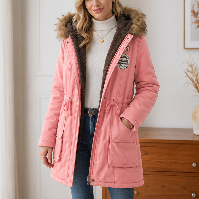Parka Jacket Women | Drawstring Waist & Hood | E&W - 3 - Elenwear