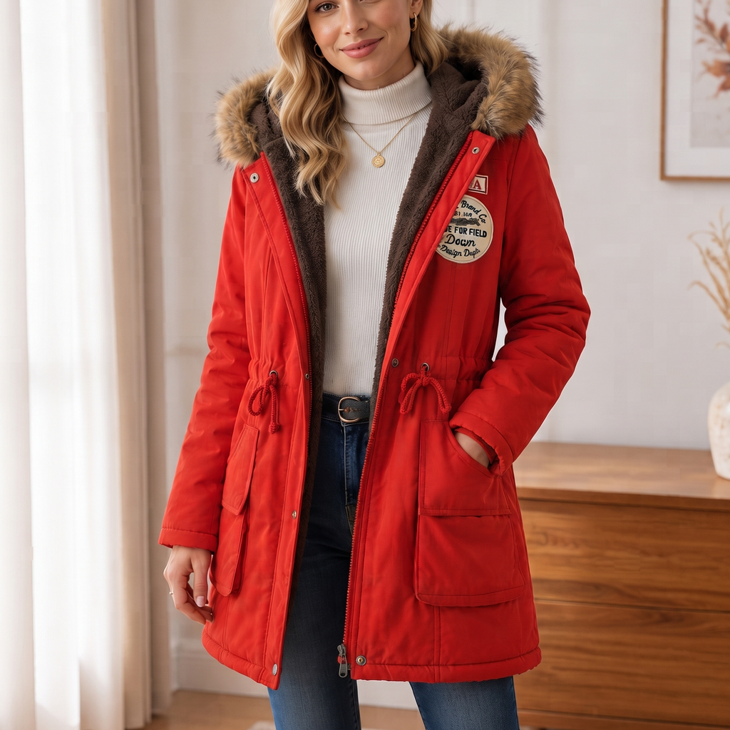 Parka Jacket Women | Drawstring Waist & Hood | E&W - 4 - Elenwear