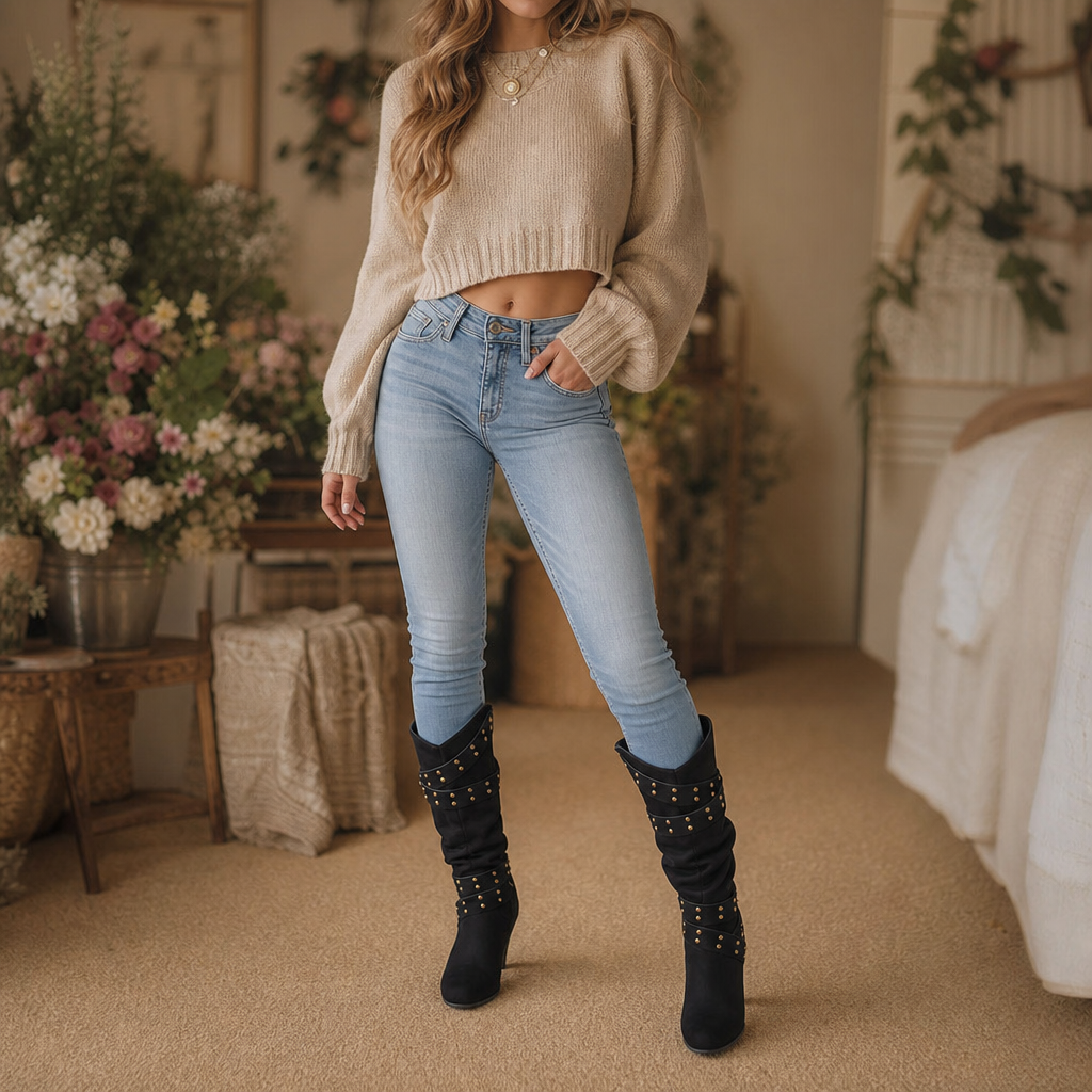 Ankle Boots for Women with Studded Detail | E&W - 2 - Elenwear