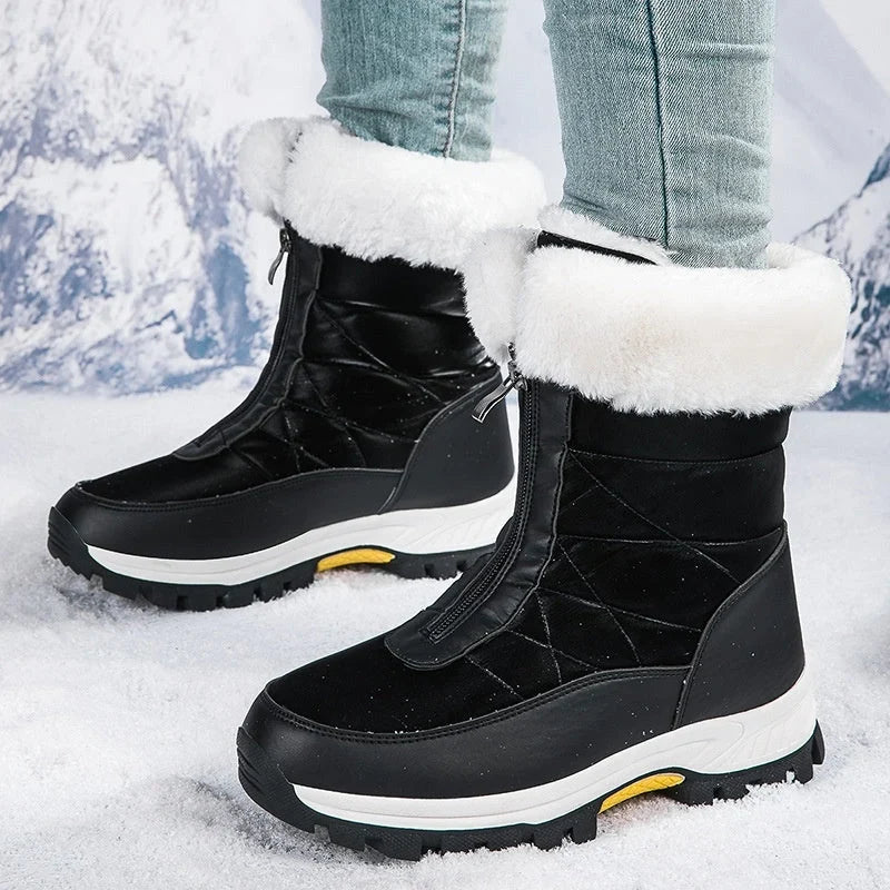 Women's Insulated Boots with Side Zip and Faux Fur Cuff | E&W - 8 - Elenwear
