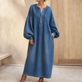 Maxi Dress Women with Relaxed Fit and Button Detail | E&W - 1 - Elenwear