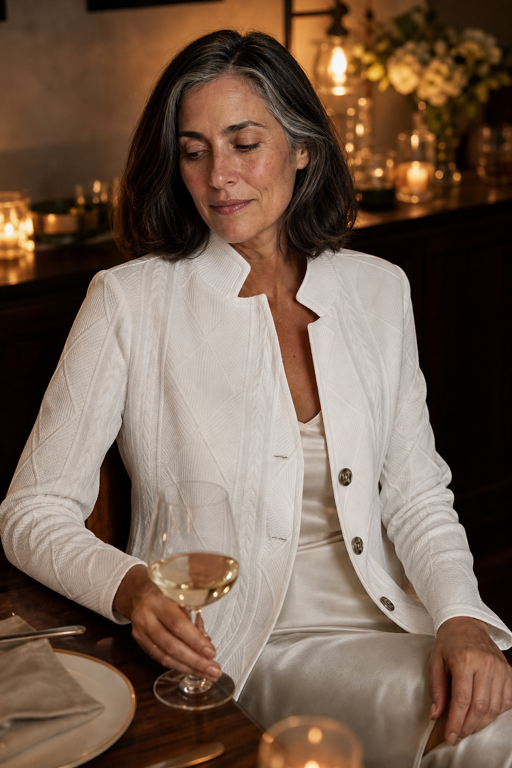 Blazer Women's Tailored Fit with Stand Collar and Button Detail | E&W - 5 - Elenwear
