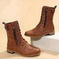 Lace-Up Ankle Boots for Women with Zip Closure | E&W - 1 - Elenwear
