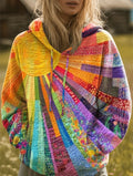 Hoodie Women Colourful Patchwork Design with Relaxed Fit | E&W - 1 - Elenwear