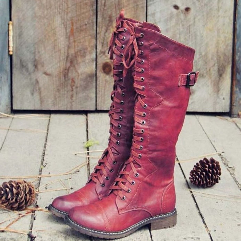 Lace-Up Knee-High Boots for Women | Adjustable Fit | E&W - 2 - Elenwear