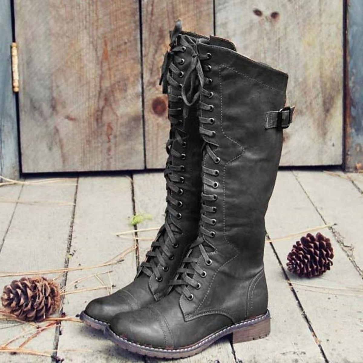 Lace-Up Knee-High Boots for Women | Adjustable Fit | E&W - 3 - Elenwear